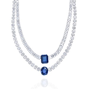 Hermoso Collar de Plata 925 con Moissanita, Corte Radiante, Cristales Ovalados, Moda Femenina - Product Image 1