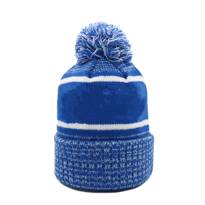 Ensemble bonnet et écharpe longs en tricot rayé bleu et blanc avec logo personnalisé Alpha Phi Beta Sorority, bonnet à pompon, pour l'hiver, pour les universités et les collèges - Product Image 6