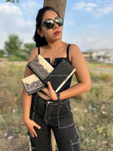 New Elegant Western Style Hair on Hide Tooled Fur Leather Clutch Women Designed <b>Purse</b> Hot Selling Tooled Leather Zipper Wallet - Product Image 5