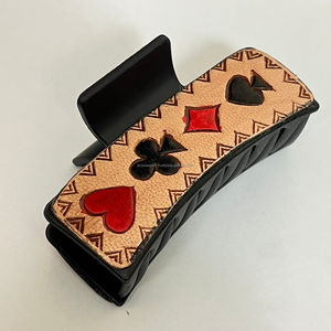 Gran oferta de accesorios para mujer, pinza para el pelo de cuero mecanizada a mano, piel de vaca, gran rectángulo personalizado, venta al por mayor, pinzas para el pelo para mujer - Product Image 4