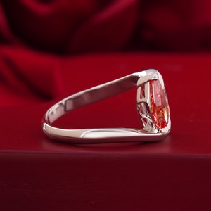 Vivid Red Pear Cut Lab Grown Diamond <b>Ring</b> 14K Gold Rare Color Statement <b>Fine</b> Jewelry Fancy Fashion <b>Rings</b> - Product Image 3