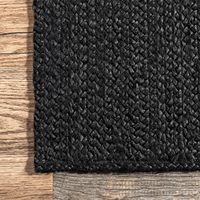 Modern Black Jute Hall Runner Woven Boho Area Carpet For Indoor Home Decor