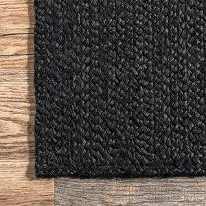 Modern Black Jute Hall Runner Woven <b>Boho</b> Area Carpet For Indoor Home Decor - Product Image 6