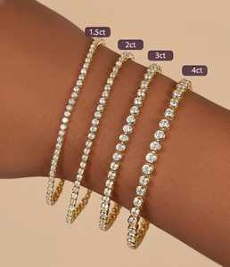 Bracelet tennis classique tendance avec diamants ronds, personnalisable de 1,5 mm à 4 mm, en or massif 14 carats, cultivés en laboratoire, bijoux unisexes pour usage quotidien - Product Image 2