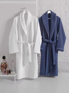Long Sleeve Gown <b>Bathrobe</b> Casual Sleepwear Night Gown Robe Belly Belt Nightwear <b>Waffle</b> Cotton - Product Image 2