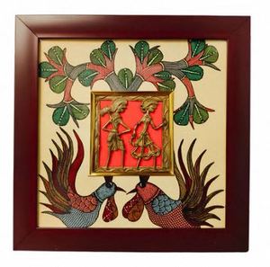 Arte Folclórico Rajastaní, Pintura Tribal Enmarcada, Marco de Madera, Decoración de Pared para el Hogar y Hoteles - Product Image 2