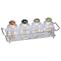 Ensemble de 4 pots à épices en acrylique durable Jack Worth avec support