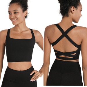 Soutien-gorge de sport sans coutures pour femme, col carré, maintien moyen, couleur unie, haut de yoga et de fitness, fournisseur de soutien-gorges de sport, vêtements de yoga, fitness - Product Image 5