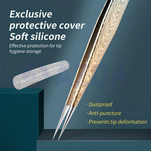 Ensemble de pinces à extensions de cils en acier inoxydable or et bleu dégradé avec pointes de précision pour les artistes en extensions de cils - Product Image 3