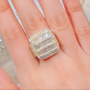 Bague de fiançailles, de mariage ou d'anniversaire en argent sterling 925 plaqué or avec diamant moissanite brillant personnalisé, romantique et hip-hop, cadeau - Product Image 5