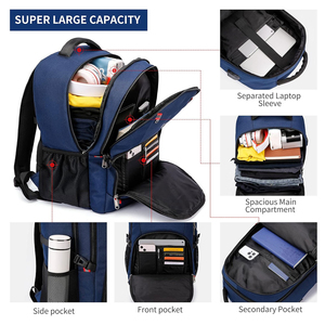 Multi-Functional Oxford Backpack With Adjustable Strap Zipper Closure 20-<b>30L</b> Capacity Unisex Casual Daily Use Solid Color - Product Image 2