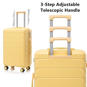Lightweight 3-In-1 ABS PC Trolley <b>Box</b> <b>Set</b> 20 24 28 Inch Modern Aluminum Nylon Luggage Wine Yellow - Product Image 2