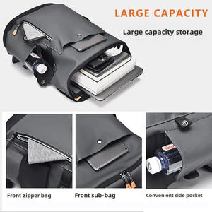 Sac à dos pour ordinateur portable Bagnex grande capacité en cuir PU 20-39L, imperméable, antivol, pour voyage et école, avec coussin d'air - Product Image 2