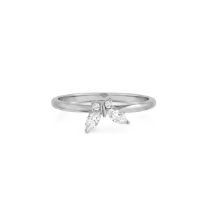 Bague de fiançailles minimaliste en or massif plaqué 14K 18K avec diamants de laboratoire et moissanite, sertie de marquises et de pierres rondes, bague de promesse, bague papillon - Product Image 3