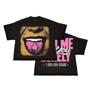 Camiseta de Hombre Oversize con Estampado de Alta Densidad, Diseño en Relieve Personalizado, Algodón Grueso, Corte Holgado y Relajado, Cuello Redondo, Manga Corta, Moda Urbana - Product Image 6