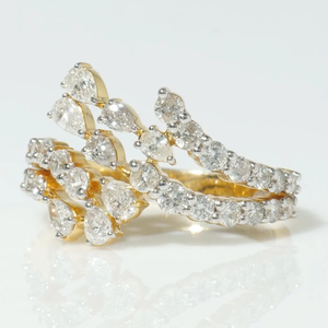 Anillo de Diamantes Vintage con Diseño de Rama y Hoja, Oro de 14K, con Diamantes de Laboratorio, Estilo Bypass, Joyería de Cóctel, Anillo de Boda Nupcial - Product Image 6
