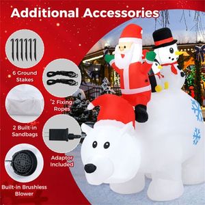 Testa di Orso Polare Gonfiabile Animata in PVC da 1,8 m con Design a Testa Oscillante e 5 Luci LED Multicolore, Personaggio Natalizio - Product Image 6