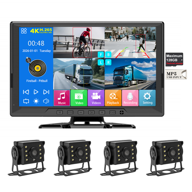 7 Inch Key Monitor BSD BSM Blind Spot Monitor 360 Surround View Split Screen Waterproof 1/2/4/5 Channels Video AHD AI Recorder
