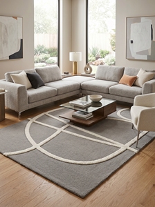 Modern Handmade Tufted Wool Rug Abstract Line Design Carpet Custom Contemporary Area Rug for Living Room Hotel - Product Image 1