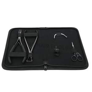 Kit professionnel de pinces pour extensions de cheveux noirs, pince à sertir les perles, outil de retrait de microlink, aiguilles à boucle de traction, aiguilles à coudre, pinces de sectionnement - Product Image 1