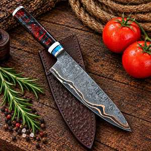 Couteau de chef Santoku en acier damas cuivré Maysara Impex Sani-Mai, fait main, de qualité supérieure, lame de 8 pouces, tranchant comme un rasoir, manche en bois, couteau de cuisine - Product Image 3