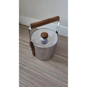 Seau à glace en acier inoxydable fait main, grand seau à glace en métal pour boissons, avec poignées et couvercle en bois, idéal pour les fêtes - Product Image 5