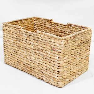 <b>Rectangle</b> Natural Rattan <b>Storage</b> <b>Basket</b> With Handles Rustic Multi-Purpose Design - Product Image 2