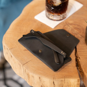 Handmade Leather Glasses Pouch Genuine Cowhide Spectacles <b>Case</b> Luxury Slim Vintage <b>Sunglasses</b> Cover Bag Men LGC-0129 - Product Image 5