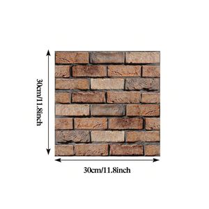 Paquete de 10 Paneles de Pared 3D Autoadhesivos de Espuma PE, Ladrillo Blanco, Papel Tapiz Removible - Product Image 4