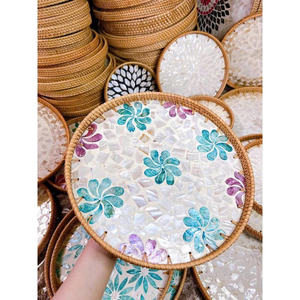 Bandeja de Comida Ovalada Mini Vintage de Ratán con Asa y Elegante Diseño de Incrustaciones, Almacenamiento Ecológico para Cocina - Product Image 4