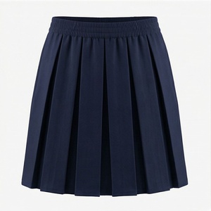 Jupe plissée mini pour femme, couleur unie, taille élastique, respirante, polyester, style toutes saisons - Product Image 1