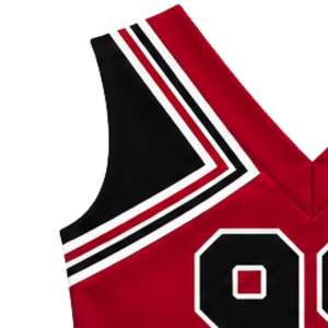 Haut d'uniforme de cheerleading rouge vif sans manches, col en V, pour femmes et filles, idéal pour les équipes de danse et les compétitions - Product Image 3