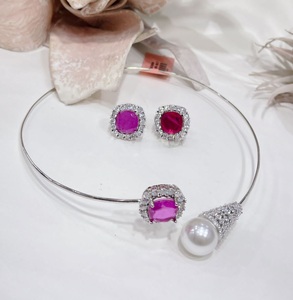 Charming Premium Quality <b>Silver</b> Plated Classic Designer <b>Necklace</b> <b>Set</b> with Earrings for Wedding Party Function Wear Collection - Product Image 3