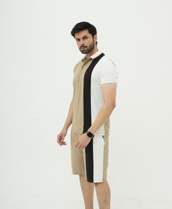 Summer Solid Formal Breathable 100% Cotton <b>Knitted</b> Polo Short <b>Set</b> - Product Image 2