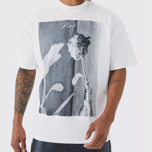 T-shirt pour homme en coton 100% tricoté à col rond imprimé, coupe classique, manches courtes, écologique, respirant, séchage rapide, couleur personnalisée - Product Image 4