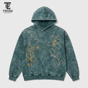 Sudadera con capucha para hombre con efecto acid wash y bordados, ofrece comodidad relajada, un degradado único y costuras detalladas para atuendos casuales de diario. - Product Image 6