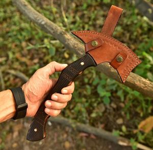 Tomahawk artisanal, manche en bois de frêne sculpté, lame pleine longueur, étui en cuir, pour la sculpture et la sculpture sur bois - Product Image 5