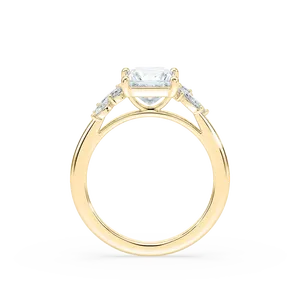 Anillo de compromiso con diamante de un quilate con corte princesa y piedra lateral en forma de trébol, elegante y clásico, joyería para mujer, artesanía fina y atemporal. - Product Image 6