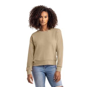 Vente en gros de sweat-shirt en molleton éponge pour femme Tan pull ras du cou en daim pour femme sweat-shirt ample imprimé de lettres - Product Image 1