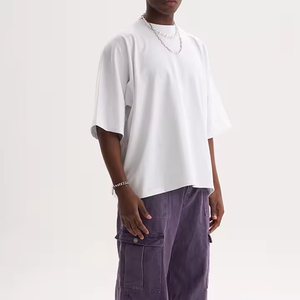 T-shirt vierge pour homme, 100% coton, grammage lourd, couleur unie, col rond, coupe oversize, manches courtes, été, personnalisable, vente en gros - Product Image 2