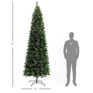 Albero di Natale Artificiale Alto a Forma di Matita con Rami ad Apertura Automatica, Base in Acciaio, Aghi di Pino Verdi - Decorazione Natalizia - Product Image 6