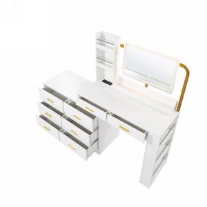Commode blanche moderne à 8 tiroirs avec large coffre de rangement, table de maquillage robuste et sécurisée pour chambre à coucher, grand espace de rangement - Product Image 2