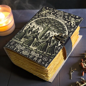 Diario de Cuero con Estampado de Brujas Blancas Mágicas, Grimoire, Libro de Sombras, Wicca, Tarot, Cuaderno Oculto Hecho a Mano, Al-Amir, Cuaderno de Lectura Hecho a Mano - Product Image 3