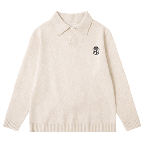 Suéter Polo Tejido, Mezcla de Mohair Suave, Manga Larga, Cuello con Botones, Prenda de Punto Cálida e Informal, Clásica - Product Image 1