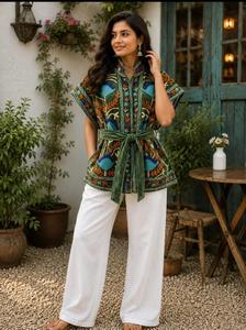 Premium Cotton Quilted Kantha Jacket for Women Handmade Vintage Reversible Ethnic Block <b>Print</b> Winter Jacket Sustainable Apparel - Product Image 4