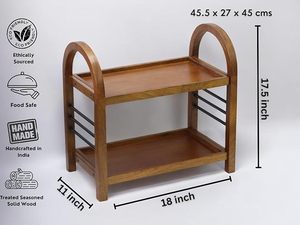 Organizador de Almacenamiento de Bambú de 2 Niveles, Estante de Madera para Cocina, Baño, Oficina, Escritorio, Encimera - Product Image 5