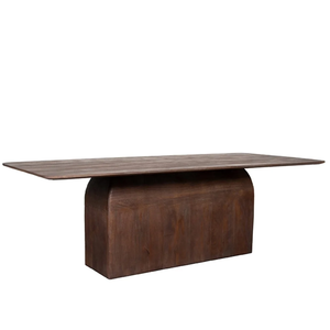 Mesa de Comedor de Madera de Mango Maciza Hecha a Mano con Acabado Marrón, Base de Pedestal Grande, Moderna, para 6-8 Personas, para el Hogar o la Villa - Product Image 3