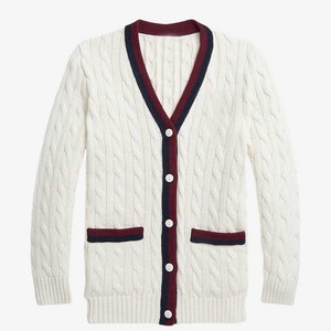 เสื้อคาร์ดิแกนคอวีเนื้อผ้านุ่มระบายอากาศได้ดี ลายทางสไตล์วาร์ซิตี้สำหรับผู้ชาย ติดกระดุม เหมาะสำหรับวัยรุ่นทันสมัย - Product Image 1