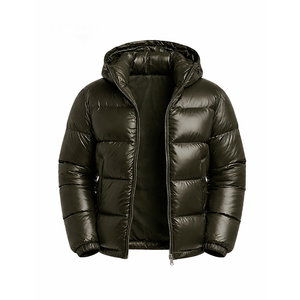 Veste matelassée brillante pour homme, à capuche, épaisse, style doudoune, légère, chaude, imperméable, veste à bulles - Product Image 2