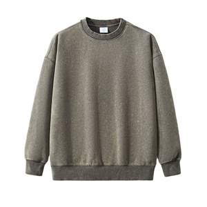 Sudadera de peso pesado para hombre, marca de moda, sudadera personalizada, Color sólido lavado usado con estampado personalizado, estilo de cuello redondo - Product Image 6